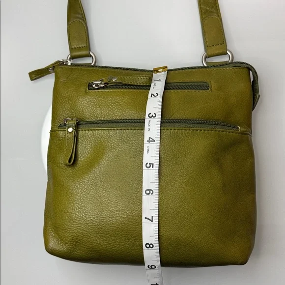 Osgoode Marley olive leather crossbody bag w tons of storage